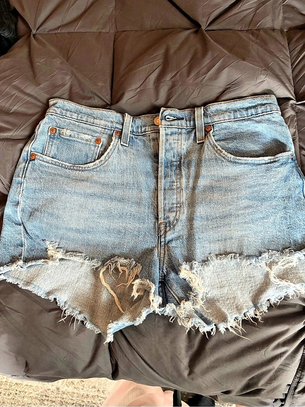 Levi's 501 Original Shorts Women's Distressed Jean Shorts Blue